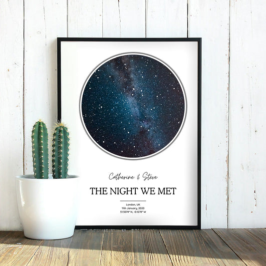 Personalised Star Map Art Print Frame - Night We Met - Night You Were Born