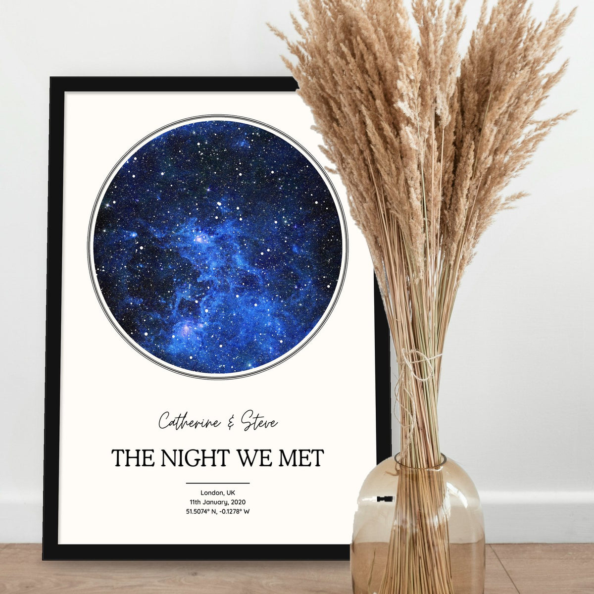 Personalised Star Map Art Print Frame - Night We Met - Night You Were Born