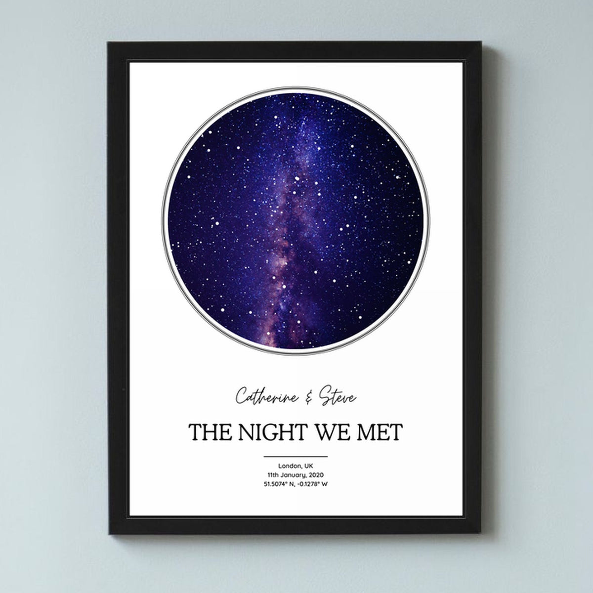 Personalised Star Map Art Print Frame - Night We Met - Night You Were Born