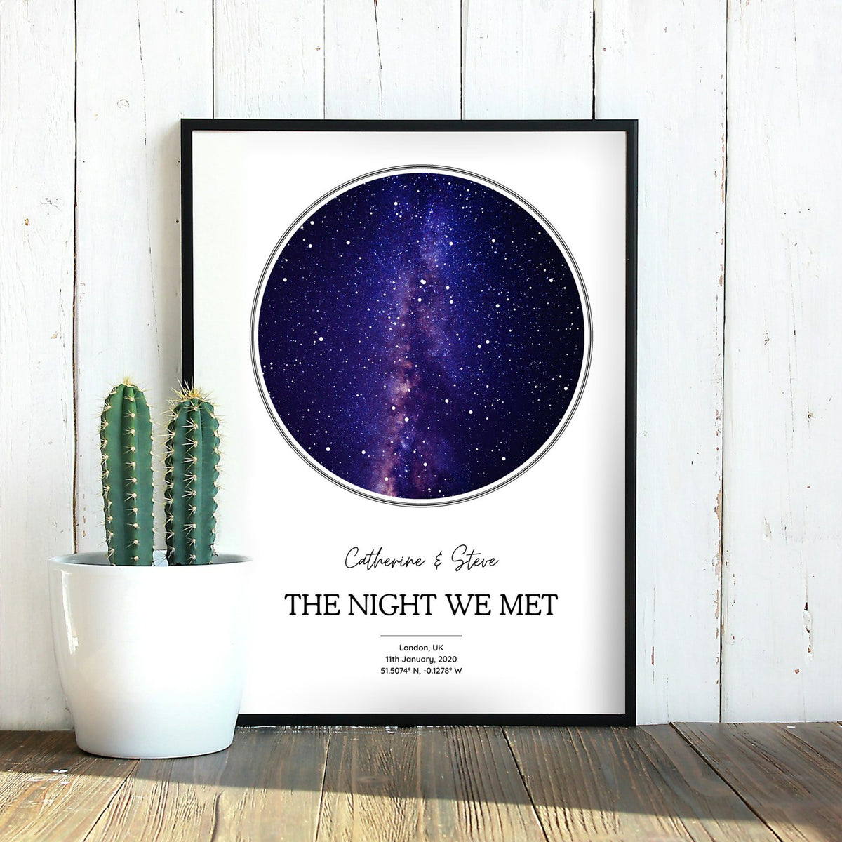 Personalised Star Map Art Print Frame - Night We Met - Night You Were Born