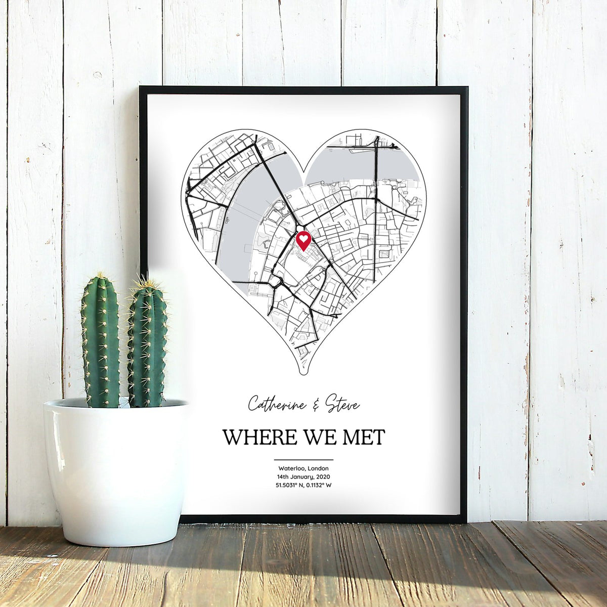 Personalised Where We Met Heart Map Print - Custom Street Map Gift