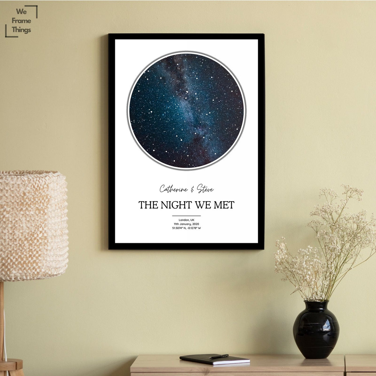 Personalised Star Map Art Print Frame - Night We Met - Night You Were Born