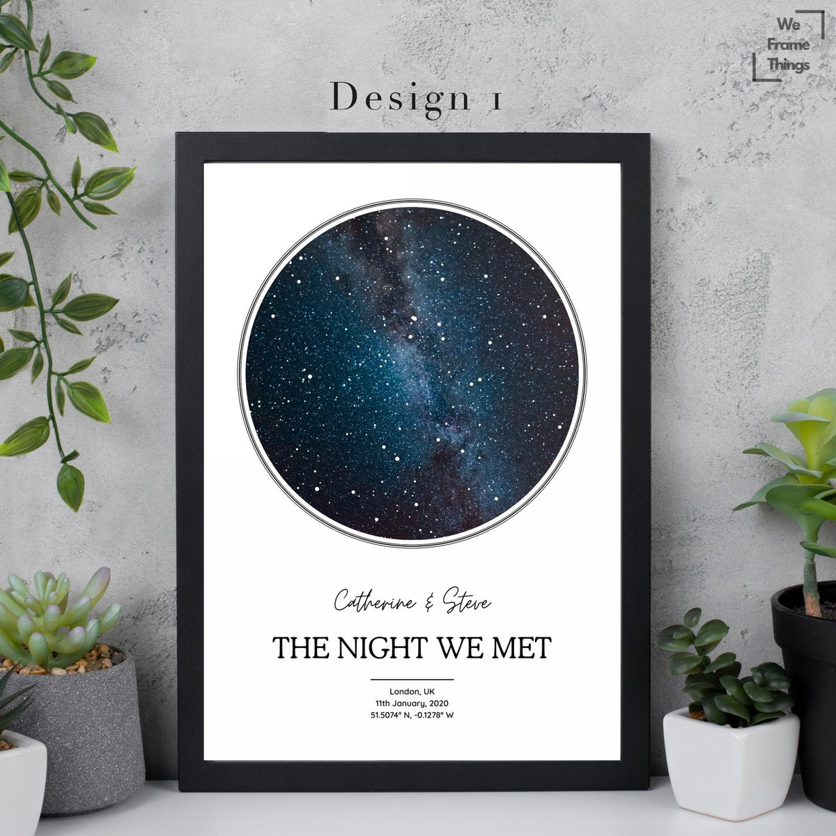 Personalised Star Map Art Print Frame - Night We Met - Night You Were Born