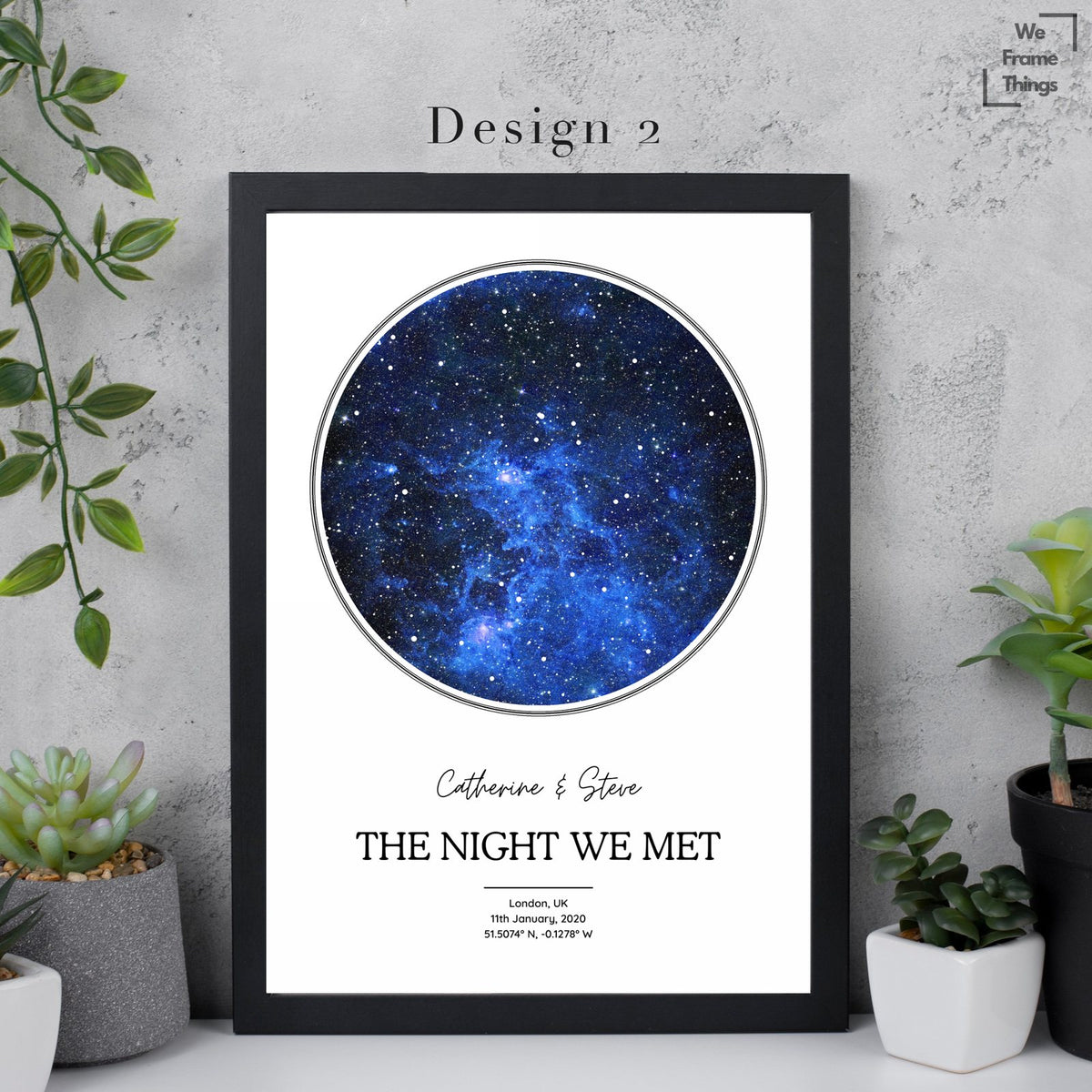 Personalised Star Map Art Print Frame - Night We Met - Night You Were Born