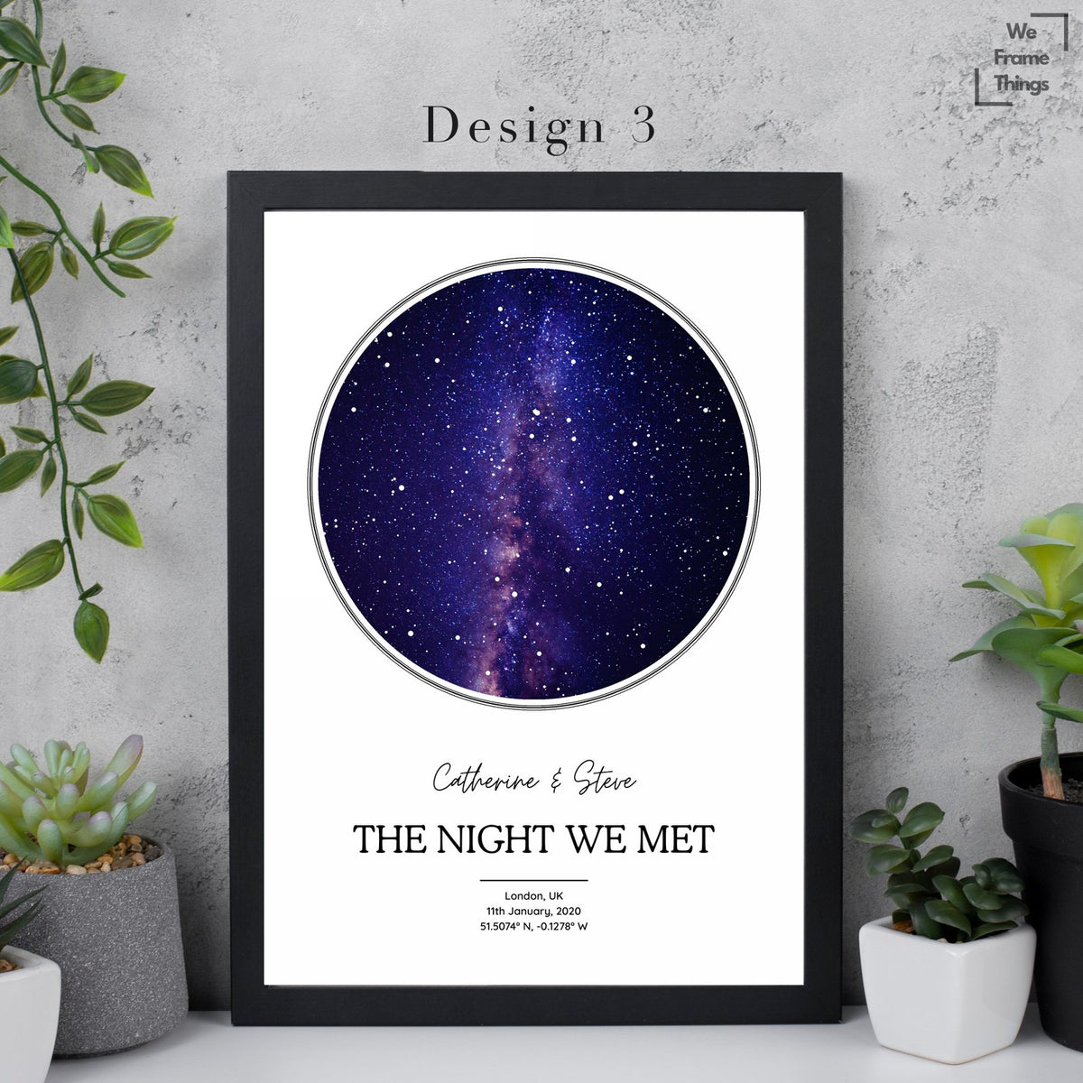 Personalised Star Map Art Print Frame - Night We Met - Night You Were Born