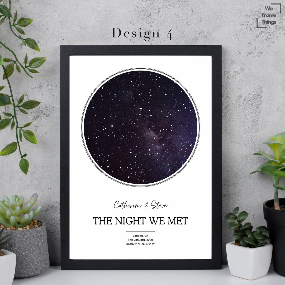 Personalised Star Map Art Print Frame - Night We Met - Night You Were Born