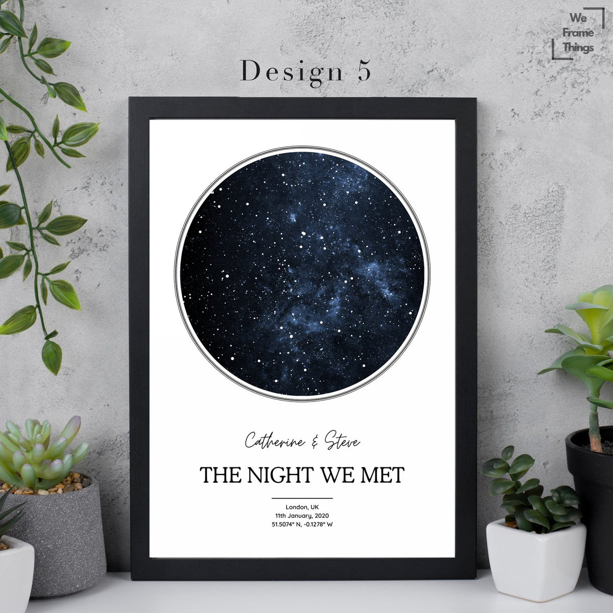 Personalised Star Map Art Print Frame - Night We Met - Night You Were Born