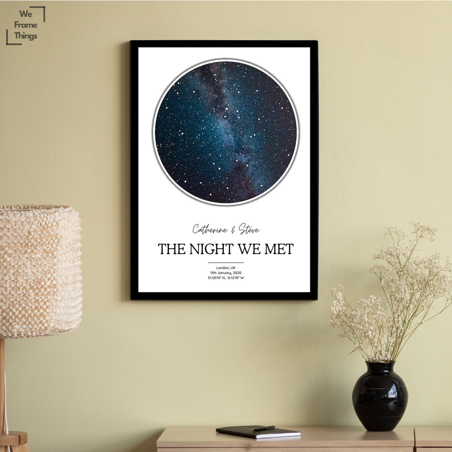 Framed Star Map Art - Custom Night Sky Print