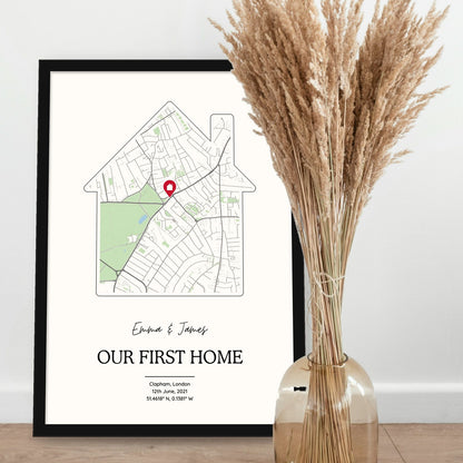 Personalised New Home Map Print - House Shaped Street Map Gift