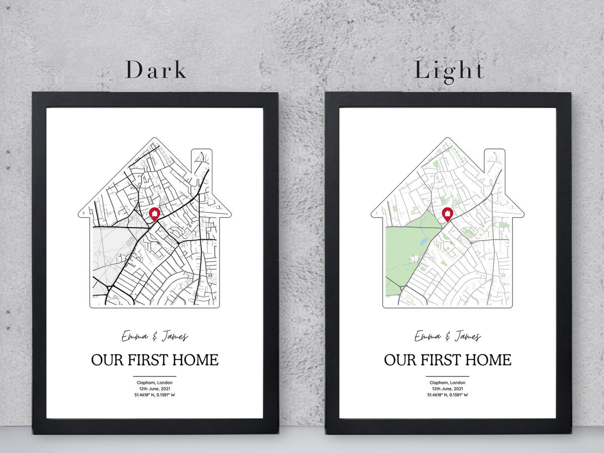 Personalised New Home Map Print - House Shaped Street Map Gift