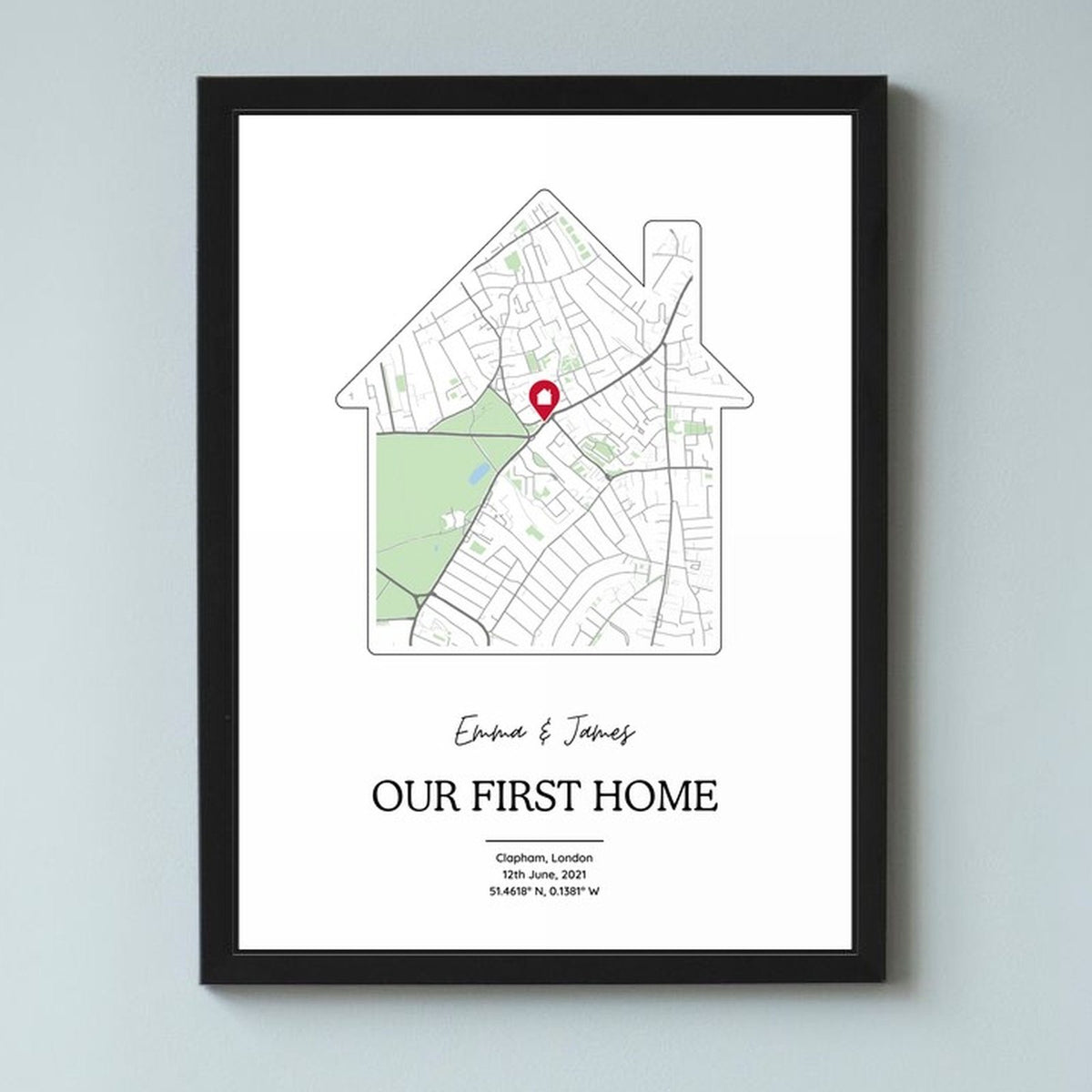 Personalised New Home Map Print - House Shaped Street Map Gift