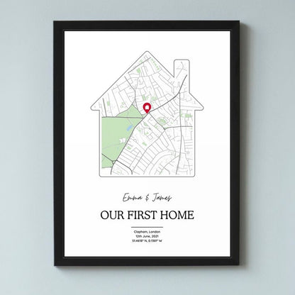 Personalised New Home Map Print - House Shaped Street Map Gift